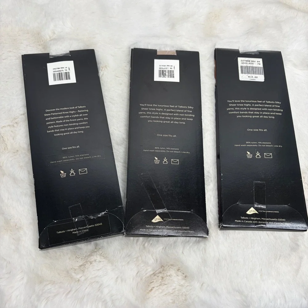 Talbots‎ Knee Highs Bundle 8 Pairs Black Light Nude Silky Sheer One Size NEW